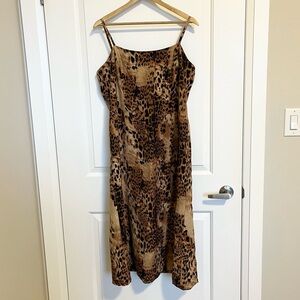 90s Vintage leopard slip dress